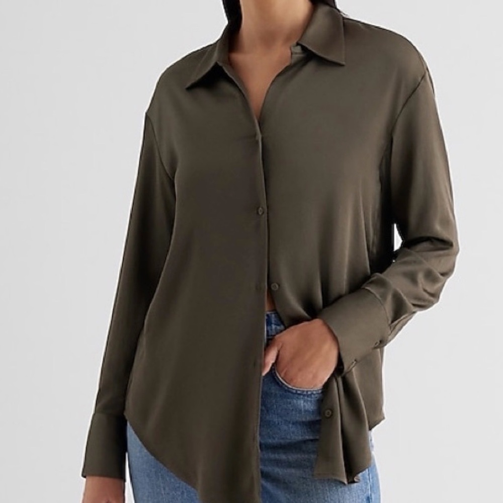 Express Khaki Women's Button-Down Shirt